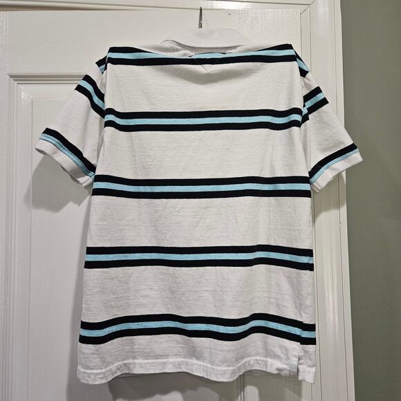 Tommy Hilfiger Boy's Medium (12/14) White‎ & Blue Striped Short Sleeve Polo - Picture 5 of 5